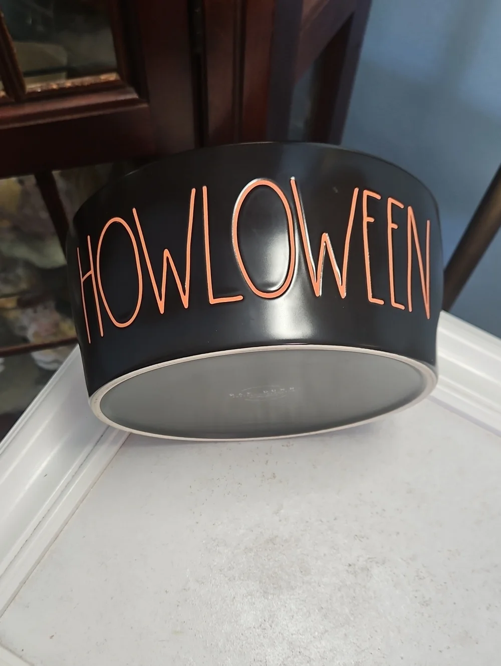 Rae Dunn Howloween Black Exterior with Orange Interior Bowl